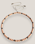 Collar Dafne con esponja coral rosa claro y filigranas gunmetal con cristalitos