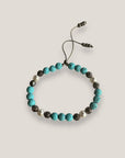 Pulsera Dafne perlas con lava turquesa y filigrana gunmetal con cristalitos