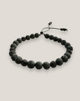 Pulsera Dafne con lava gris claro y filigrana gunmetal con cristalitos