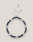 Collar Dafne perlas 10mm lava azul añil filigranas gunmetal con cristalitos