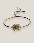 Pulsera minimal con tortuga pavé marron