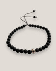 Pulsera con bola acero y lava negra
