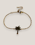 Pulsera cadena con palmera acero oro