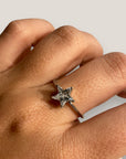 Großer Sternring mit Zirkonia, Edelstahl