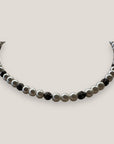 Collar Dafne con perlas de cristal nacarado y filigranas gunmetal con cristalitos