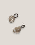 Pendientes aro frente acero con triple perlitas 4mm blancas naturales
