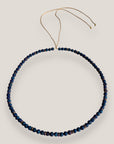 Collar mini base 4mm lava azul añil, rondeles dorados con cristalitos azul marino