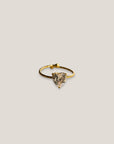 Anillo corazón grande con circonita acero oro