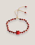 Pulsera con tortuga de resina roja y cristales facetados rojos