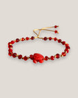 Pulsera con tortuga de resina roja y cristales facetados rojos