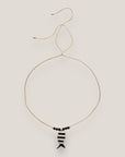 Collar midi pez esmaltado blanco con rayas negras y cuentas de lava negra
