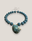 Collar gran caracola turbante azul turquesa esponja coral azul turquesa