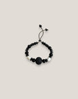Pulsera ónix hueso gran cuenta esponja coral negra 20mm