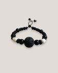Pulsera ónix hueso gran cuenta esponja coral negra 20mm