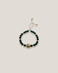 Pulsera con gran tortuga dorada lava verde oscuro