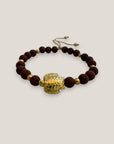 Pulsera con gran tortuga dorada lava granate