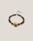 Pulsera con gran tortuga dorada lava marrón claro