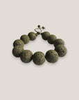 Pulsera grandes cuentas esponja coral verde caqui