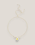 Collar midi flor Plumeria blanca amarilla howlitas naturales