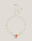 Collar midi flor Plumeria rosa amarilla howlitas naturales