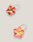 Pendientes gancho acero oro flor Plumeria rosa amarilla