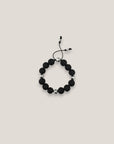 Pulsera base 14mm lava negra hematitas facetadas plata