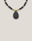 Collar lágrima cuentas de lava negra hematita facetada oro