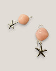 Pendientes gancho resina rosa claro estrella acero