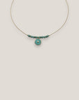 Collar midi medalla estrella dorada esmalte turquesa esponja coral verde turquesa separadores dorados cristalitos turquesas