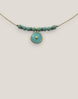 Collar midi medalla estrella dorada esmalte turquesa esponja coral verde turquesa separadores dorados cristalitos turquesas
