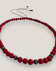 Collar Dafne con lava roja y filigranas bronce con cristalitos