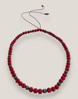 Collar Dafne con lava roja y filigranas bronce con cristalitos