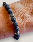 Bracelet with large golden turtle and colored lava