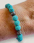 Bracelet with large golden turtle and colored lava