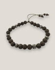 Pulsera Dafne con lava marrón oscuro y filigrana gunmetal con cristalitos