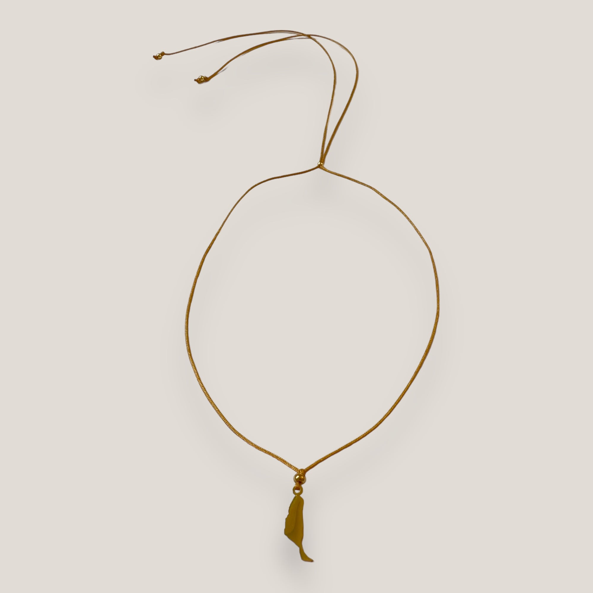 Collar Isla de Fuerteventura de acero oro con cordón dorado