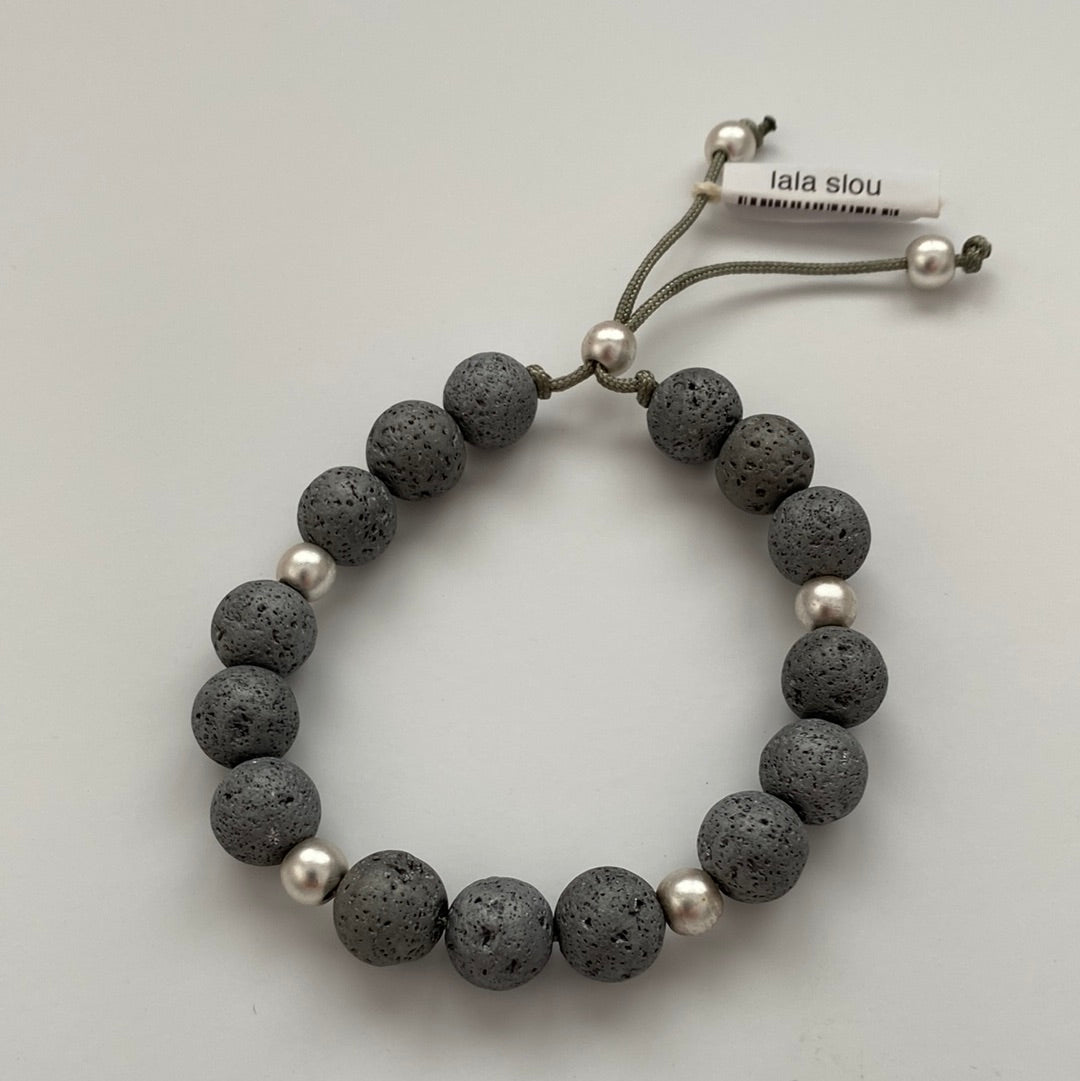 Bracelet with large golden turtle and colored lava