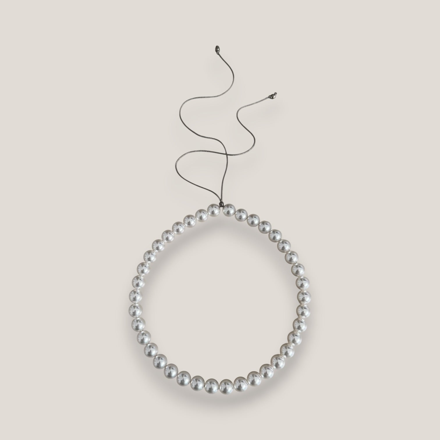 Collar base 10mm perlas de cristal nacarado blanco