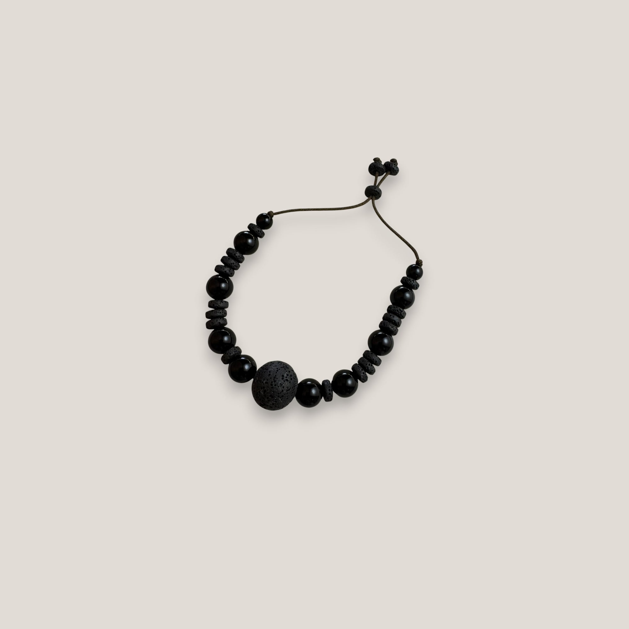 Pulsera ónix gran cuenta esponja coral negra 20mm