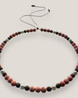 Collar Dafne perlas con lava rosa y filigranas gunmetal con cristalitos