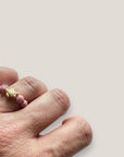 Golden turtle ring with colored lava beads