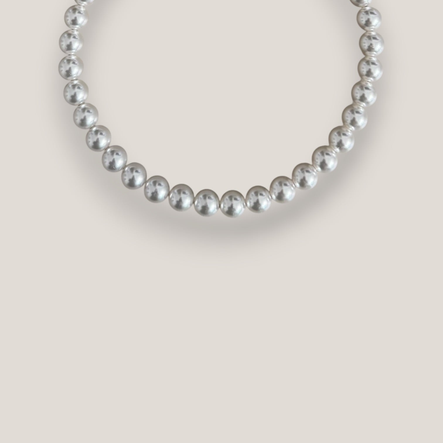 Collar base 10mm perlas de cristal nacarado blanco