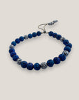 Pulsera Dafne con lava azul añil y filigrana gunmetal con cristalitos brilli