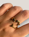 Edelstahlring goldfarben mit zwei Delfinen