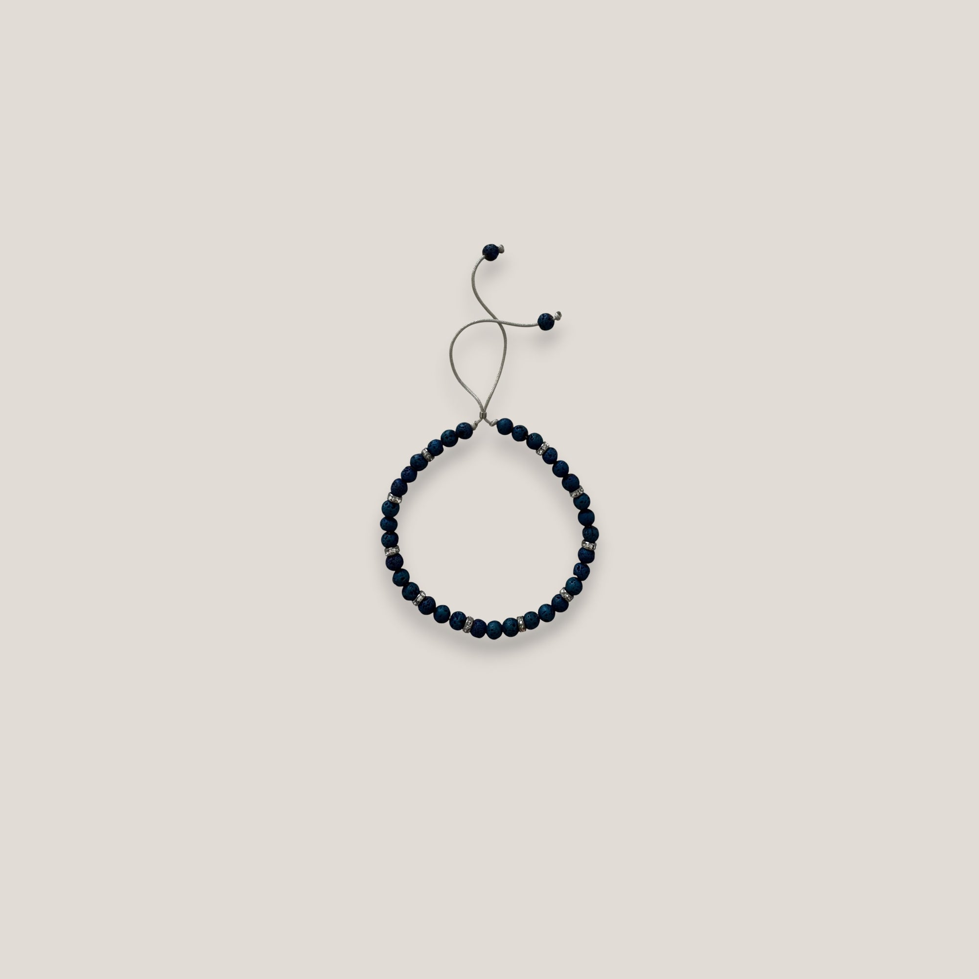 Pulsera Dafne 4mm lava azul añil rondeles gunmetal con cristalitos