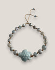 Pulsera tortuga cerámica azul bebé ágatas jaspeadas azul claro y blanco