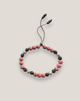 Pulsera Dafne perlas lava rosa y filigrana gunmetal con cristalitos