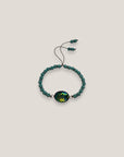 Oval bracelet, steel, iridescent turquoise mermaid scales, turquoise lava, turquoise crystal spacers
