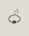 Armband ovaler Edelstahl, schimmernde weiße Meerjungfrauen-Schuppen, weiße Lavasteine, kleine weiße Kristall-Abstandshalter
