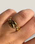 Ring aus goldfarbenem Edelstahl mit Ankerkettenmuster